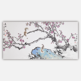 方楚雄陈永锵合作画《春闹》国画原作69CM*138CM手绘宣纸花鸟作品