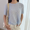 路易 阿贝格 复古圆领短袖薄上衣 清爽百搭 商品缩略图1