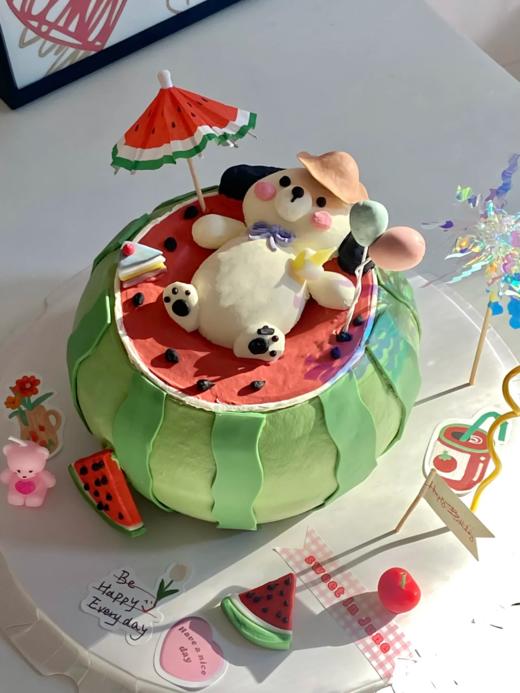 夏天的西瓜卡通小动物蛋糕-低糖处理无添加 商品图1