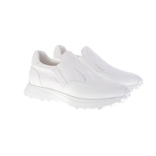 sheme景颇族原创设计透气网布刺绣水晶白色圆头厚底女士运动鞋可定制 商品图5