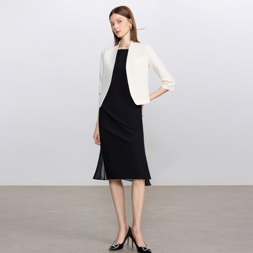 IWY/简约米白色无领西装外套女新款一粒扣职业装套装经理律师工作服C2341+Q1435 商品图1