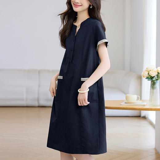 丁摩 棉质拼接花边短袖连衣裙N2577 商品图1