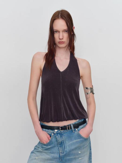 出逃赤岗西/25SSB103/透气醋酸丝棉花苞挂脖背心 商品图2