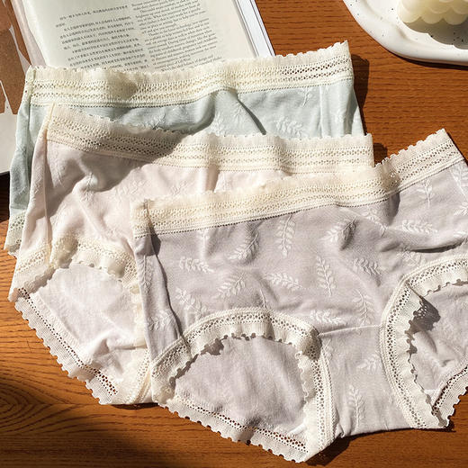 官网220+ 无尺码弹力 60支锦莫混纺3条装提花女士桑蚕丝真丝底裆内裤三角裤 商品图7