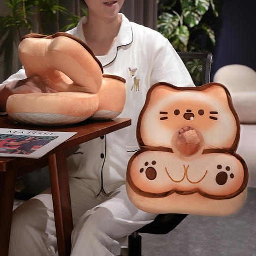 自然醒黄油饼干冰豆豆双面午睡枕办公室午休神器小学生趴睡枕桌上趴枕抱QYL 商品图10