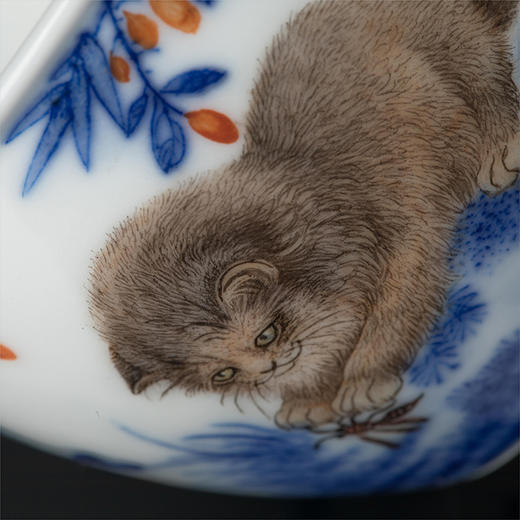 一儒堂青花加彩猫咪小缸杯 商品图1