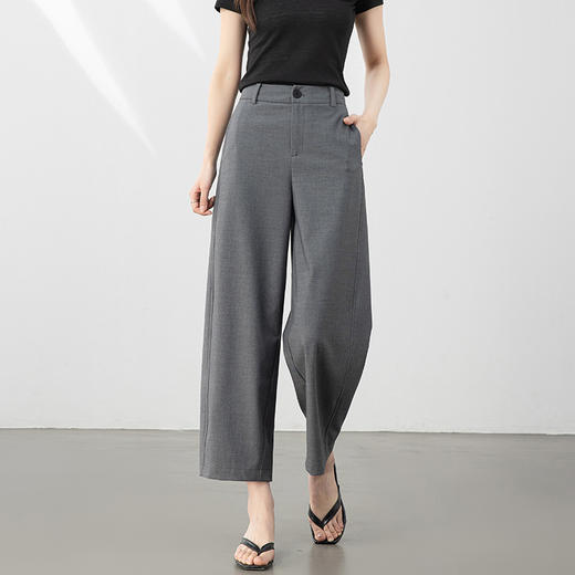 百媚生 高级感醋酸天丝弯刀直筒裤女窄版镰刀裤53153 商品图0