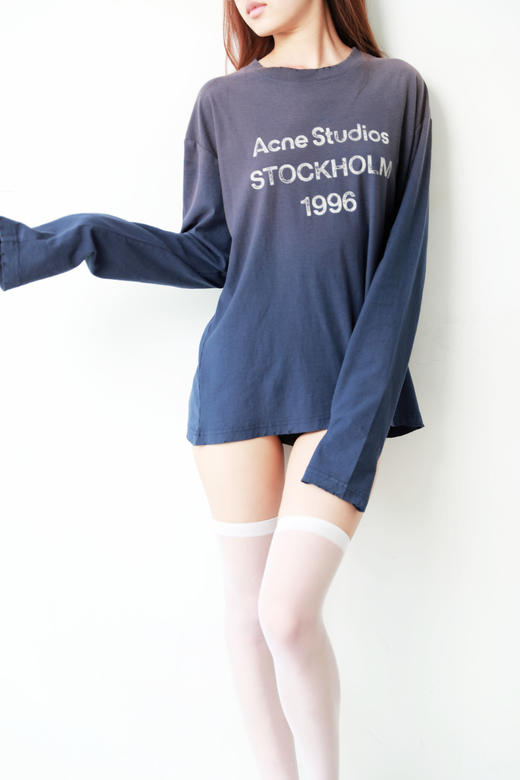 松弛感长袖tee，字母印花设计。做旧复古水洗情侣宽松长袖C071460 商品图10