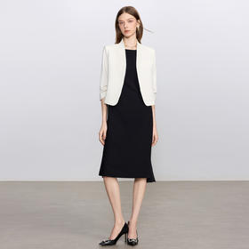 IWY/简约米白色无领西装外套女新款一粒扣职业装套装经理律师工作服C2341+Q1435