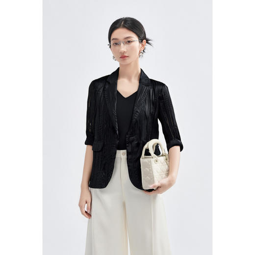 米思阳2025年秋季新品显瘦通勤莱赛尔透气修身天丝西装3813 商品图1