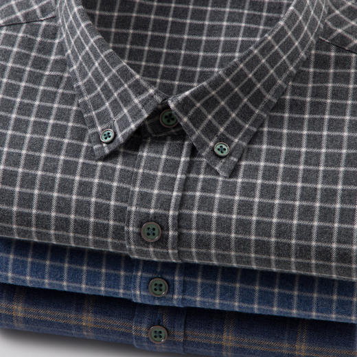 【100%精梳棉】圣得西2025秋季新款抗皱不易褪色磨毛格纹男士衬衫 商品图10