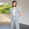 IWY/夏季蓝色短袖西装套装女气质薄款通勤职场休闲西服正装CP2309 商品缩略图3