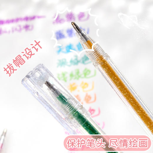 彩色闪光笔啫喱发光亮晶晶手账专用珠光标记手帐儿童笔记笔荧光笔 7g 商品图2