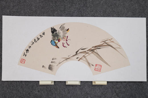 陈永康《雀竹图》国画原作30CM*60CM 手绘宣纸扇面花鸟作品 商品图1