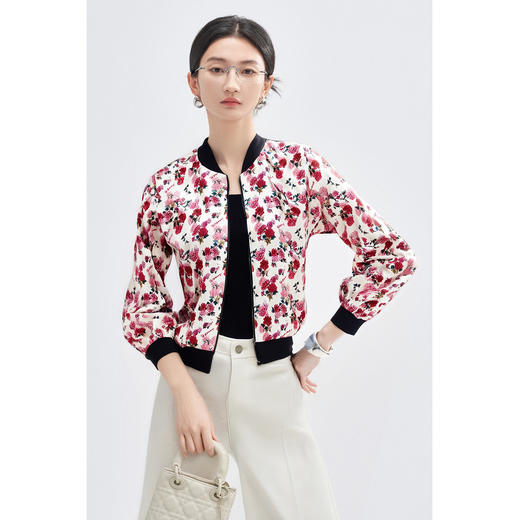 剩S/M 米思阳2025春季新品甜美棒球短外套时尚印花外套3844 商品图3