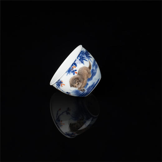一儒堂青花加彩猫咪小缸杯 商品图2
