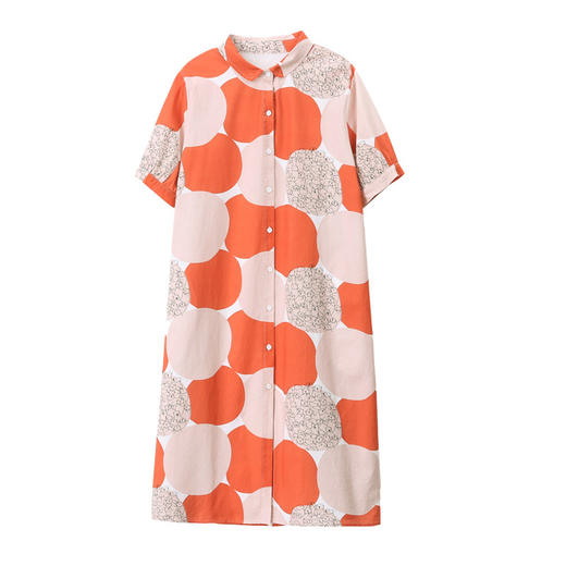 丁摩 纯棉印花连衣裙女中长款衬衫裙子Y7630 商品图4