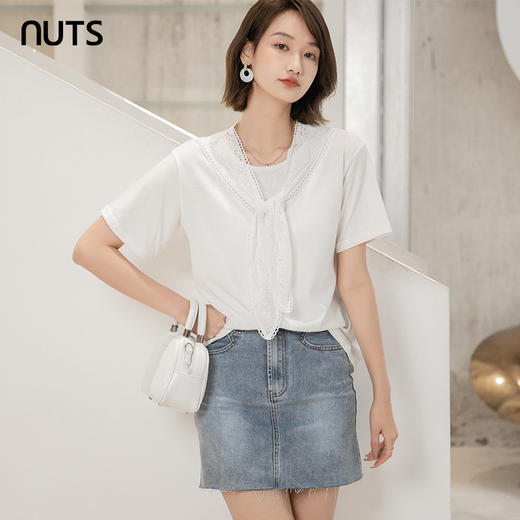 NUTS夏季新品时尚百搭气质水洗牛仔半裙221065235 商品图3
