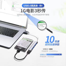 USB3.0/type-C 高速拓展坞电脑集线器车载分线器四合一HUB拓展坞/个