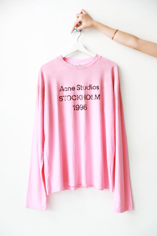 松弛感长袖tee，字母印花设计。做旧复古水洗情侣宽松长袖C071460 商品图14