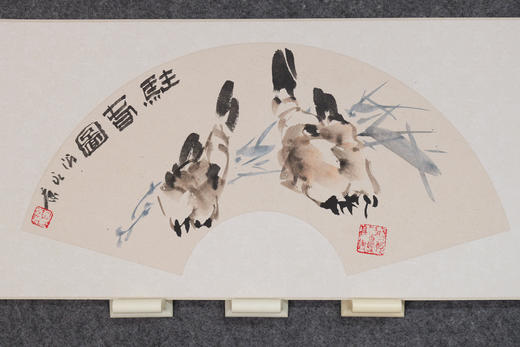 陈永康《驻春图》国画原作30CM*60CM 手绘卡纸扇面花鸟作品 商品图2