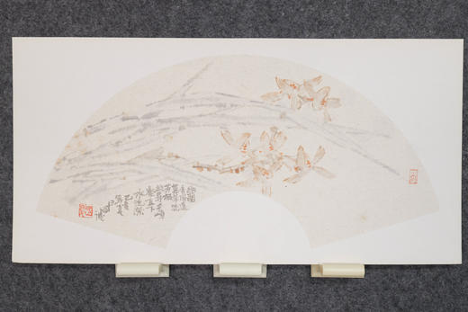 余国庆《幽兰香风远》国画原作30CM*60CM 手绘宣纸扇面花鸟作品 商品图1