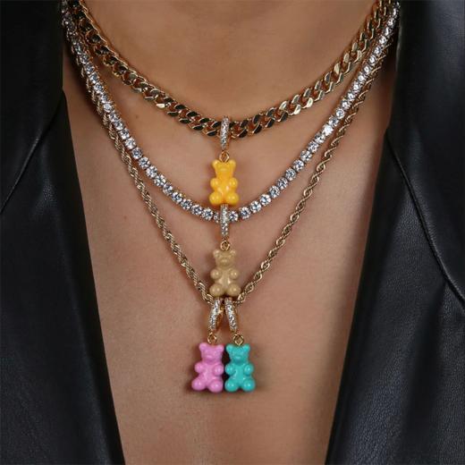 订购4周到｜CRYSTAL HAZE-Nostalgia Bear-pave-糖果粉色小熊 吊坠（金色环扣）［挪威设计师］ 商品图2