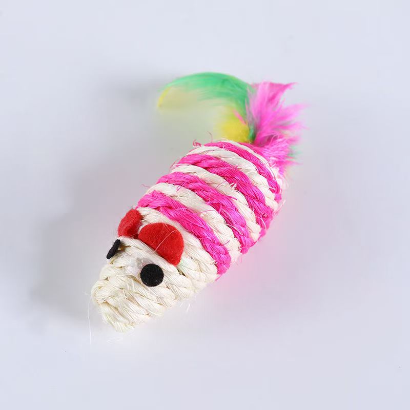 宠物玩具剑麻彩色老鼠