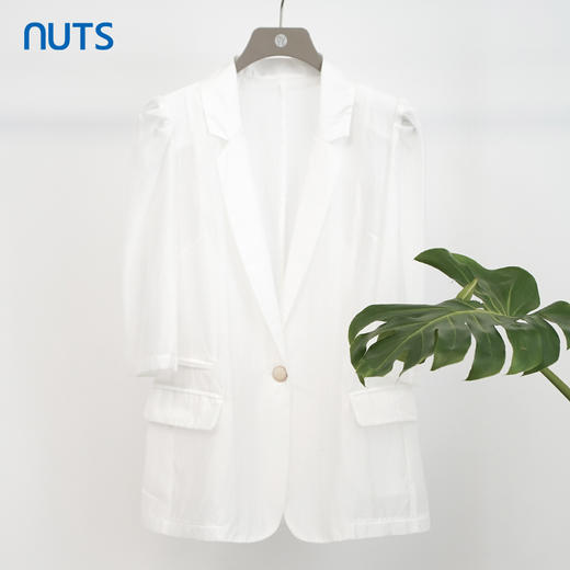 NUTS商场同款夏季白色简约通勤OL职场休闲西装外套221048278B 商品图0