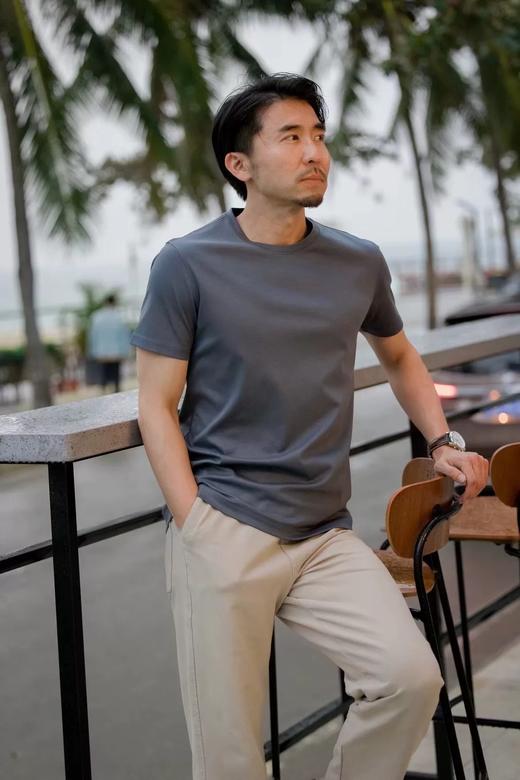 王炸高品质男士罗蒙桑蚕丝净版圆领T恤 商品图4