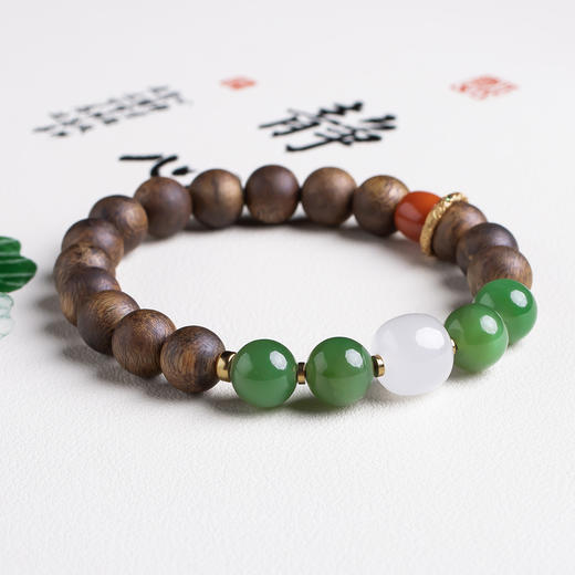 xy0444沉香+和田玉转运手串 商品图1