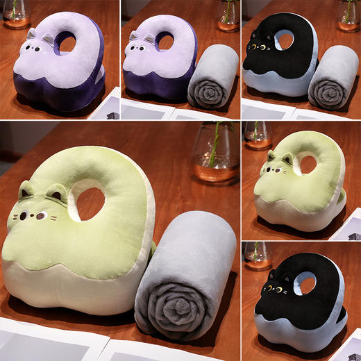 自然醒翘尾猫冰丝豆豆双面午睡枕学生桌上趴趴枕儿童抱枕办公室大人午休神器QYL 商品图6