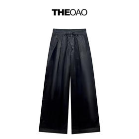 醋酸黑色阔腿裤