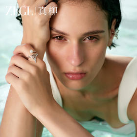 ZEGL设计师人鱼戒指女小众设计蓝色鱼尾轻奢人造珍珠开口食指套戒