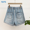 NUTS夏季新品时尚百搭破洞毛边设计感显瘦水洗牛仔短裤326111442 商品缩略图1