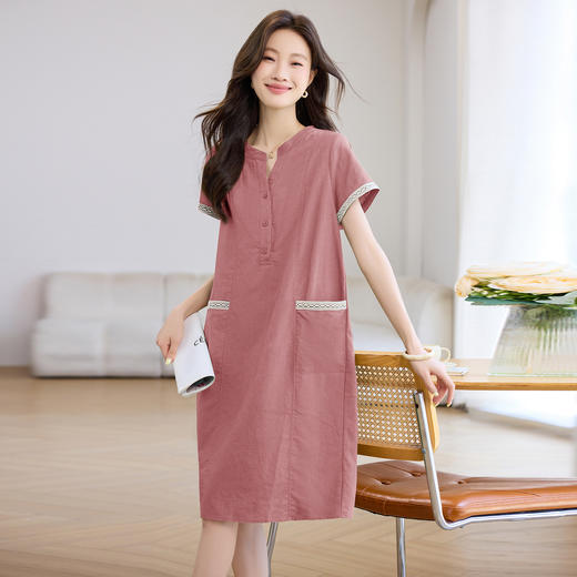 丁摩 棉质拼接花边短袖连衣裙N2577 商品图3