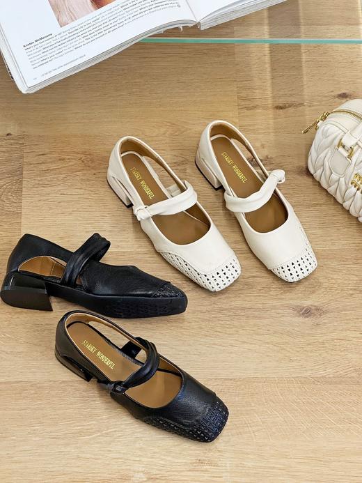 品牌撤柜羊皮手工镂空气质文艺通勤优雅凉鞋 商品图13