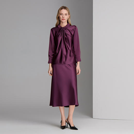 EITIE爱特爱优雅气质缎面高级感高腰显瘦半身裙8306006 商品图1