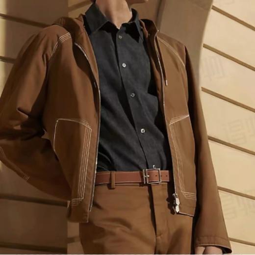 家属福利   H重磅Nathan双面腰带   3.2cm金棕/大象灰  BOX小牛皮  TOGO小牛皮双面腰带 商品图1