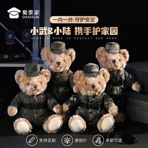 【迷彩小熊小陆&小武】毛绒公仔玩具儿童坐姿/站姿毛绒小熊玩偶布娃娃送礼礼品礼物 商品图0
