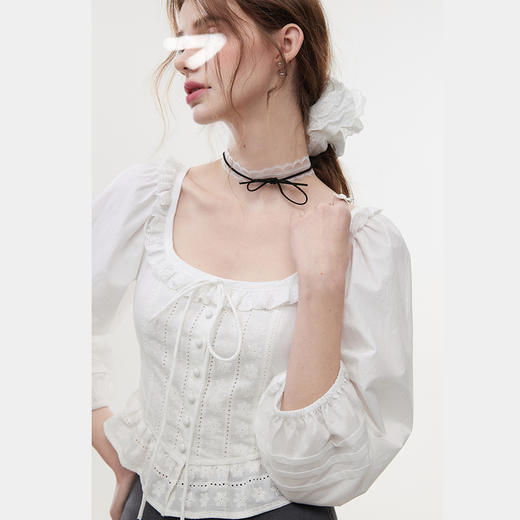 裁缝学苑AS535短款U领花边套头衬衫纸样女装收腰小衫打版裁剪 商品图3