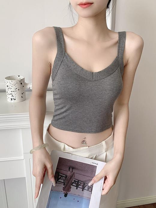【GZ】无忧购59元5件超柔莫代尔短款背心V领美背纯欲内搭吊带8203（截单后3-5天发货) 商品图1