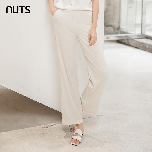 NUTS商场同款夏季纯色简约气质高腰直筒显瘦休闲长裤221073260 商品图3