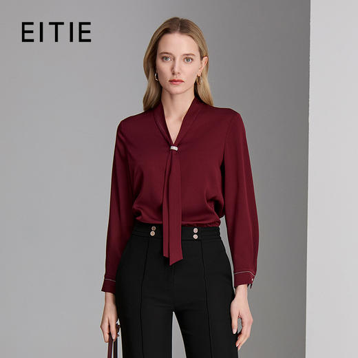 EITIE爱特爱法式气质飘带V领衬衫8313006 商品图0