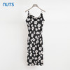 NUTS商场同款夏季黑白拼色时尚气质宽松碎花吊带连衣裙428102211 商品缩略图0