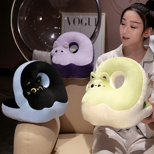 自然醒翘尾猫冰丝豆豆双面午睡枕学生桌上趴趴枕儿童抱枕办公室大人午休神器QYL 商品图11