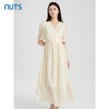 NUTS夏季新款优雅气质V领高腰显瘦大摆短袖连衣裙女428103412 商品缩略图0