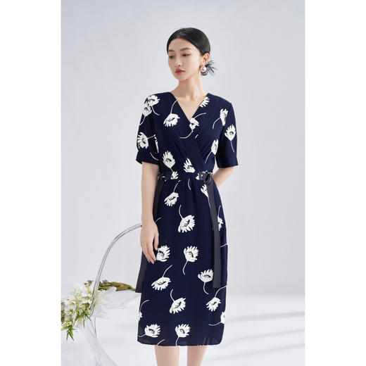 剩S/M/L 【桑蚕丝连衣裙】米思阳2025年夏季轻奢女高级感气质大牌显瘦印花A字裙3827 商品图2