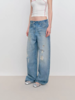 出逃赤岗西/25SSN100/复古浅蓝色破洞牛仔裤 商品缩略图0