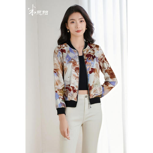 剩S/M/L/XL 米思阳2025年秋季新品活力棒球服撞色印花短外套3845 商品图0